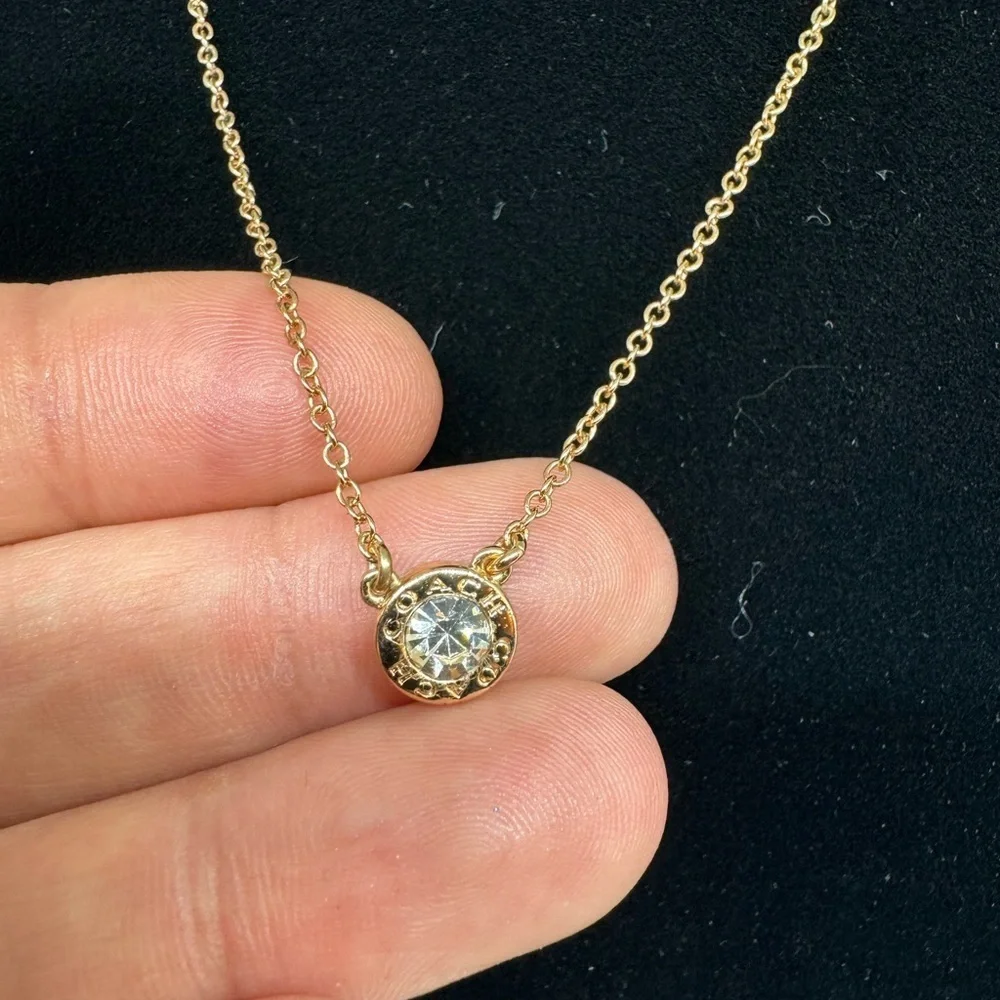 Coach Signature Crystal Stone Pendant Necklace